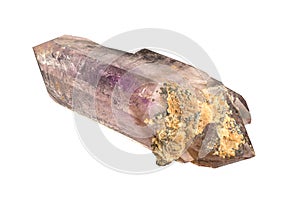 Amethyst Quartz Crystal isolated on white background.