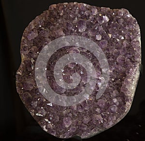 Amethyst Rock Crystals Geode Mineral Black Background