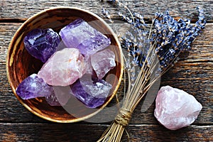 Amethyst and Rose Quartz Crystals