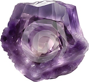 Amethyst stone, colorful gemstone clipart. AI-Generated.