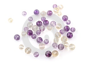 Ametrine amethyst beads in purple, violet and yellow colors