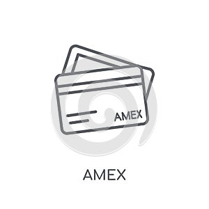 Amex linear icon. Modern outline Amex logo concept on white back