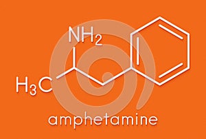 Amfetamine amphetamine, speed stimulant drug molecule. Skeletal formula. photo