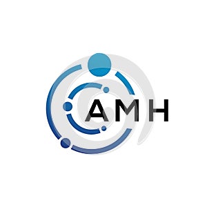 AMH letter logo design on black background. AMH creative initials letter logo concept. AMH letter design