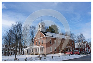 Amherst Town Clerk Building, mid-winter, in New Hampshire