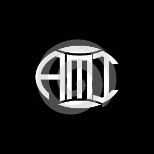AMI abstract monogram circle logo design on black background. AMI Unique creative initials letter logo