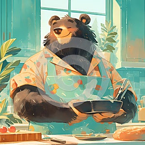 Amiable Bear Chef Ready to Cook