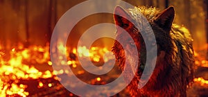 Amidst the ragging flames of burning forest, the wildlife faces a dire situation. Generative Ai