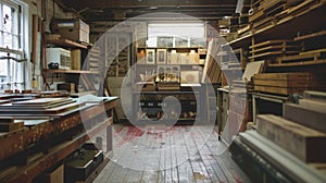 Amidst a sea of blurred wooden blocks and tered tubes of ink the hum of creativity can be felt in this printmakers haven