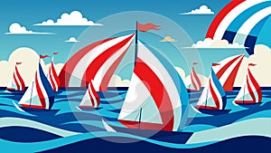 Amidst the sparkling waves a regatta of sailboats decked out in red white and blue glide by showcasing the pride we have photo