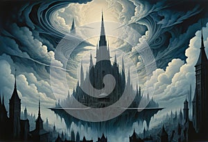 Amidst swirling, darkwave-driven clouds