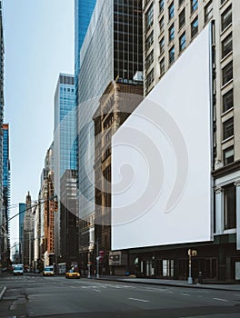 Amidst the towering glass and steel structures of the city, a sizeable billboard stands tall, offering an eye-catching