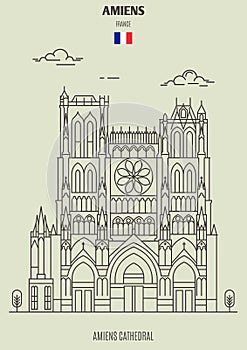 Amiens Cathedral in Amiens, France. Landmark icon photo