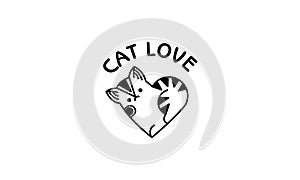 Aminal Cat Love Logo Black Color