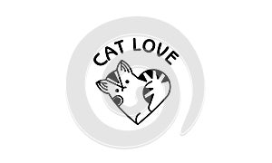 Aminal Cat Love Logo Black Color photo