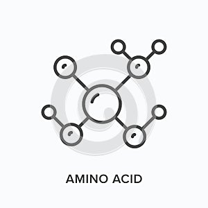Amino acid flat line icon. Vector outline illustration of structural formula. Black thin linear pictogram for molecule