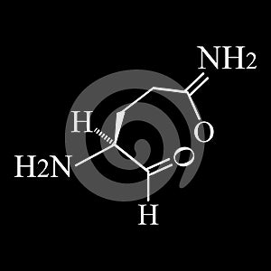 The amino acid Glutamine. Amino acid glutamine chemical molecular formula. Vector illustration on isolated background