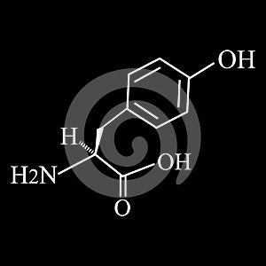 The amino acid Tyrosine. Chemical molecular formula of Tyrosine amino acid. Vector illustration on isolated background