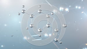 4-aminobenzoic acid molecular structure, 3d model molecule, vitamin b10, structural chemical formula view from a microscope photo