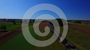 Amish countryside and steam trains by drone