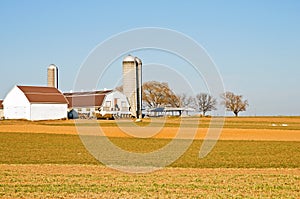 Amish farm barns and silo