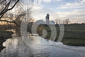 Amish farm at dawn