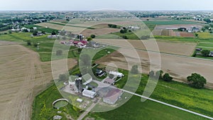 Amish farm lands in spring as seen by a drone