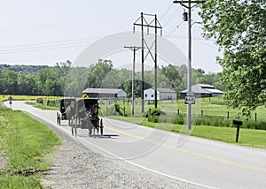 Amish horse and buggies in rural Ohio