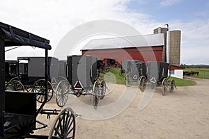 Amish horse and buggy,hitched