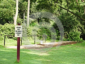 Amish horse and buggy hitching post at Historic Poole forge Park