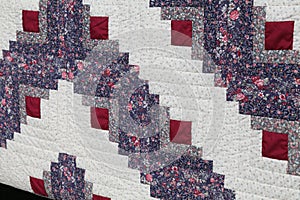 Amish rectangle square pattern of quilt close up of top