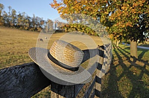 Amish Straw Hat in Pennsylvania Fall