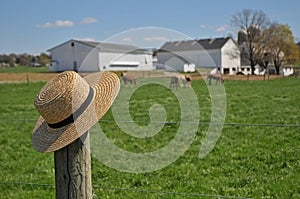 Amish straw hat on a Pennsylvania farm