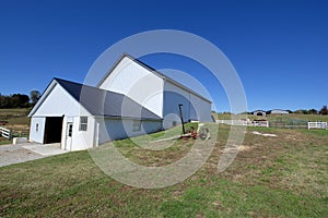 Amish white metal  barn