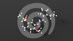 amisulpride molecular structure, antiemetic, ball and stick 3d model, structural chemical formula with colored atoms photo