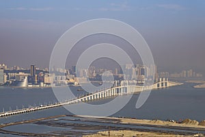 The Amizade Bridge and Macau cityscape photo