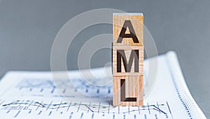 AML abbreviation stands for Anti Money laundering, on wooden blocks