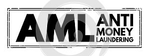 AML - Anti Money Laundering acronym text stamp, business concept background
