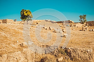 Amman Citadel area, Jordan. Archaeological site. Tourism industry. Summer vacation. Travel concept. Tourist attraction. Sightseein