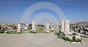 Amman city landmarks-- old roman Citadel Hill, Jordan