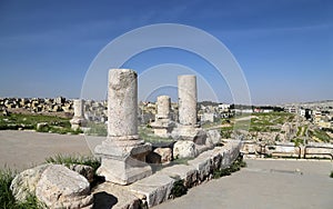 Amman city landmarks-- old roman Citadel Hill, Jordan