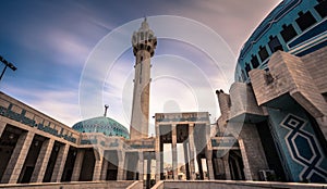 Amman - September 30, 2018: Mosque of King Abdullah I in the center of Amman, Jordan