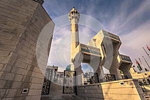 Amman - September 30, 2018: Mosque of King Abdullah I in the center of Amman, Jordan