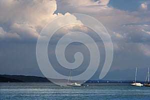 Ammersee in stormy mood with sailing boats. photo