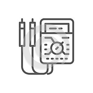 Ammeter, digital multimeter, electrical tool, voltmeter line icon.