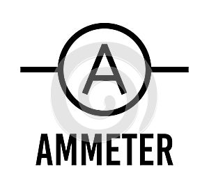 Ammeter electronic component, vector icon flat design concept. Electricity physics scheme for education