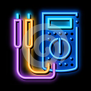 ammeter tool neon glow icon illustration