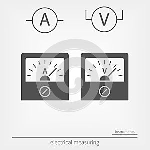 Ammeter and voltmeter icons.
