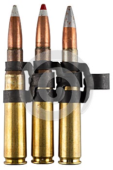 Ammo belt with .50 caliber (12.7 mm) Browning Machine Gun cartridges