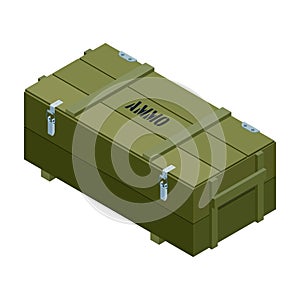 Ammo box vector icon. Isometric vector icon isolated on white background military box .